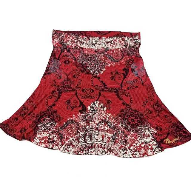 Jupe Asymétrique Desigual Marron Beige Brodée - Taille 38 - Style Unique - Occasion En Excellent état