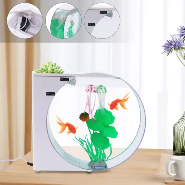 USB Mini Fish Aquarium with LED Light Fish Tank Desktop Landscape Betta Tank
