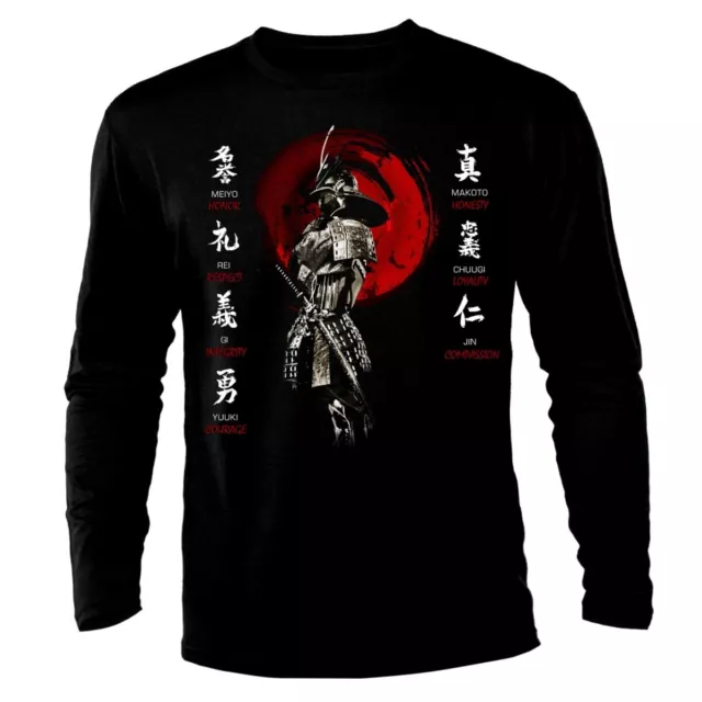 Bushido Code Samurai Mask Sword Japanese Ronin Katana Long Sleeve T-Shirt