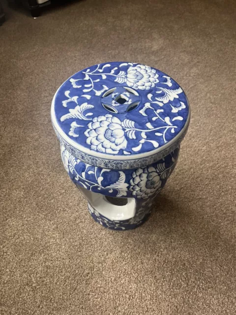 Blue & White Chinese Ceramic Porcelain Stool Oriental Decor Decorative 3