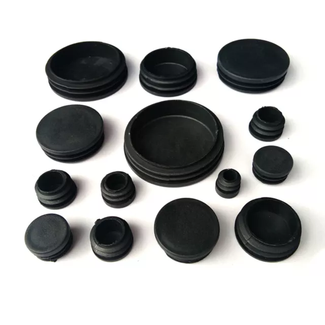 Black Round Plastic Blanking End Cap Caps Tube Pipe Inserts Plug Bung 12~100mm