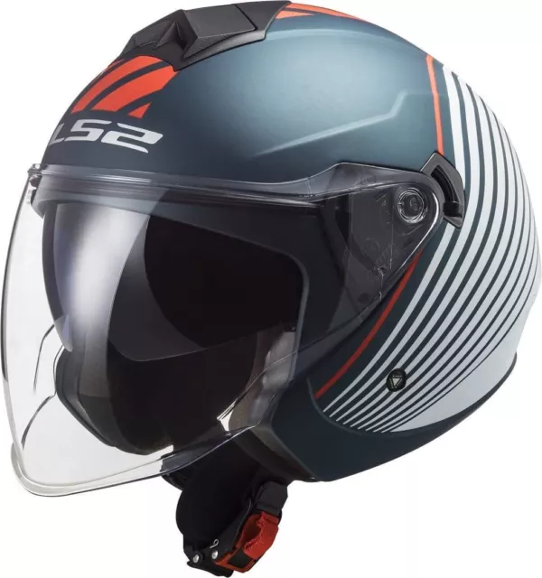 Nuovo Casco Jet Scooter Moto Ls2 Of573 Twister Ii Doppia Visiera Luna Matt Blu W