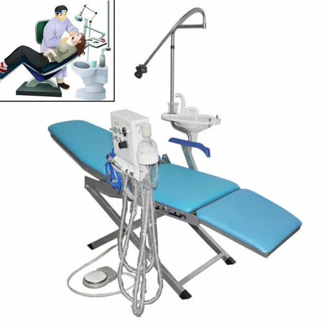 Dental Medical Chair Portable Turbine Unit Flush Water Suppl+LED Light Folding