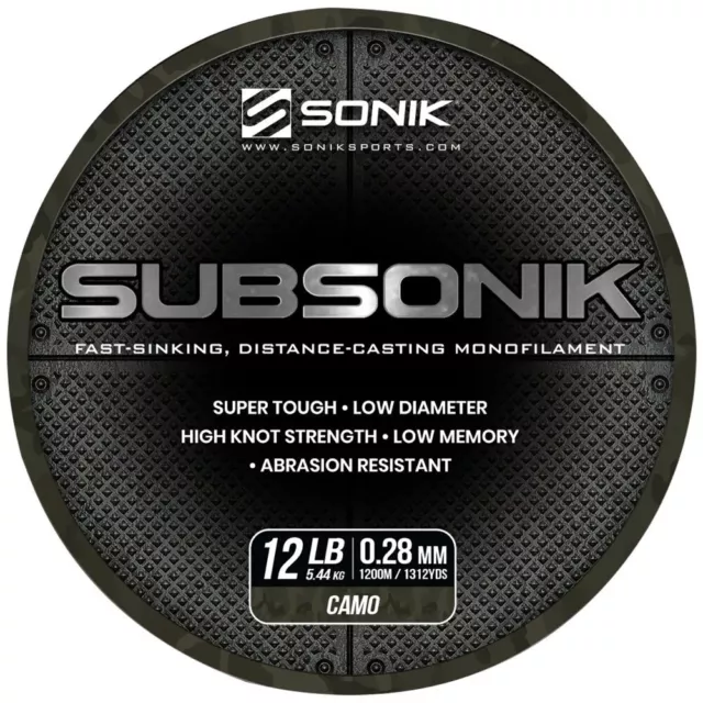 Sonik Subsonik Camo Carp Line 1200m Fast Sinking Distance Casting Super Tough