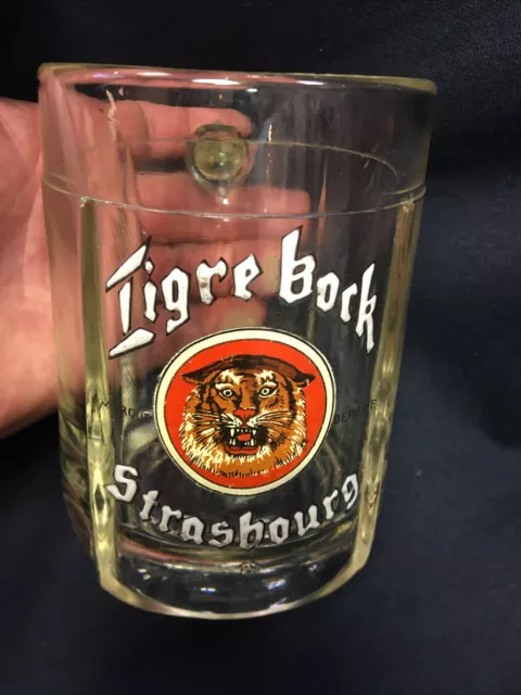 Ancienne Chope à Biére Au TIGRE Pub TIGRE BOCK STRASBOURG Émaillée