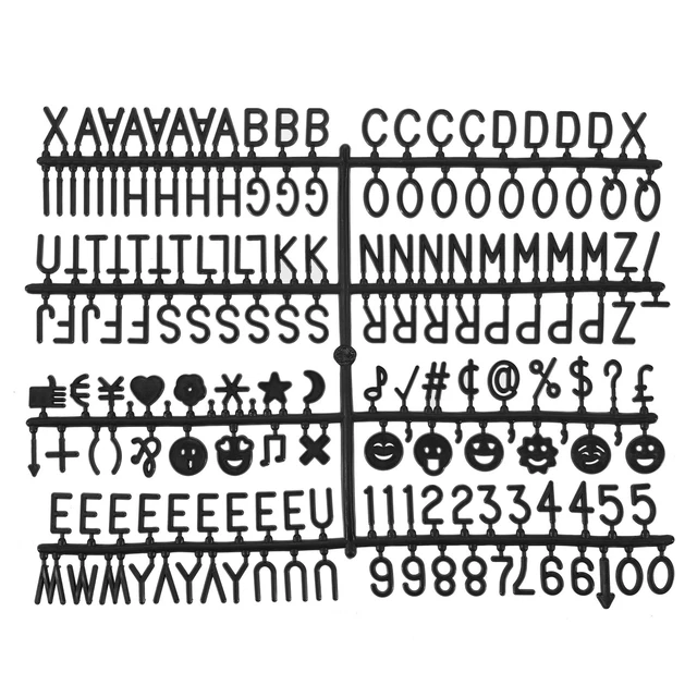 Símbolos de tablón de letras de fieltro números 3/4 pulgadas alfabeto negro cambiable