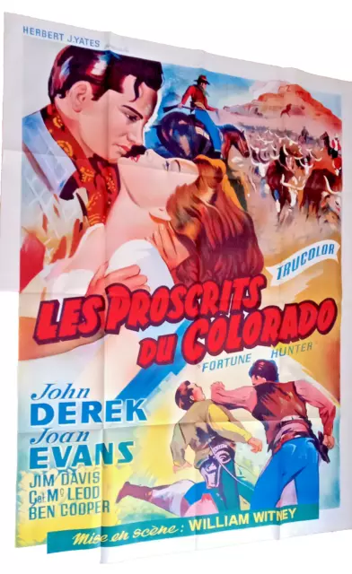 Affiche ciné LES PROSCRITS DU COLORADO John Derek Joan EVANS 1954 Litho 120X160