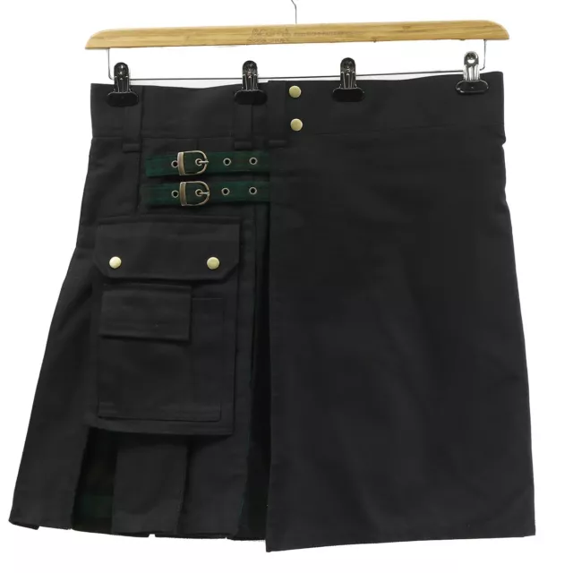 Brown Watch Modern Hybrid Canvas and Tartan Utility Kilt - 38W 22L
