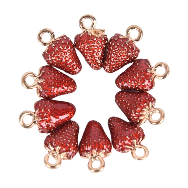 10 Stück / Set Emaille Legierung Erdbeer Charms Anhänger Schmuck DIY Making C Ql