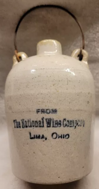 The National Wine Company Lima Ohio Mini Wire Handled Stoneware Jug