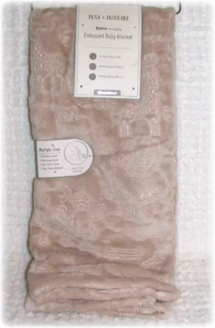 New Just Imagine Safari Embossed Baby Blanket Tan Lions Tigers & Bears Oh My 40x