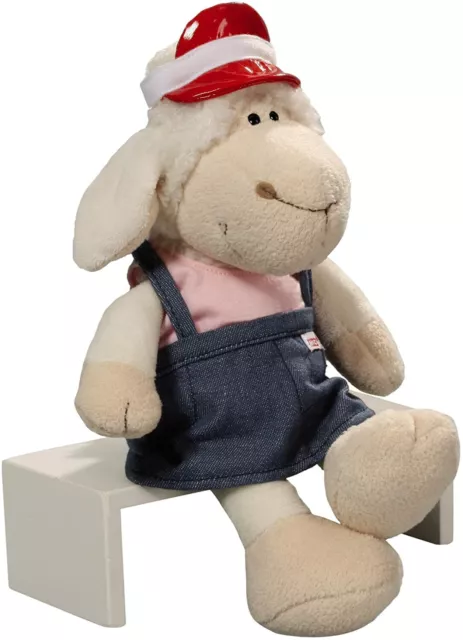 Nici-Peluche Pecora Supersoft In Outfit Set Gonna Jeans,Top+Visiera H.27Cm Nuovo