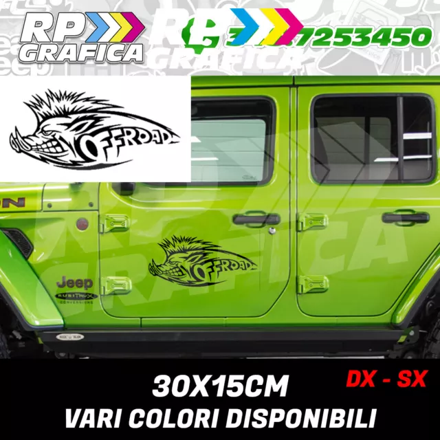 KIT 2 ADESIVI cinghiale off road JEEP 4x4 stickers fuoristrada tuning