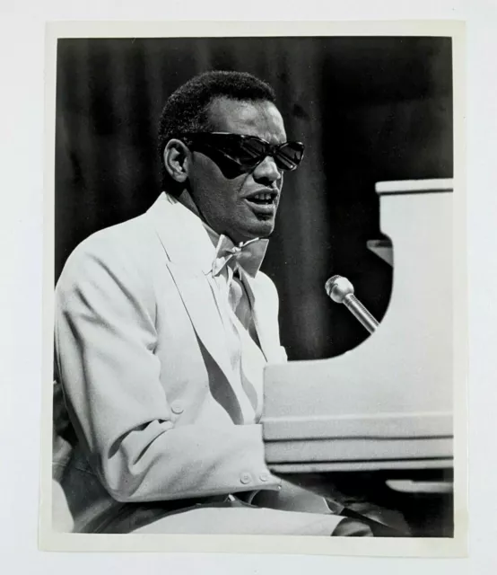 Ray Charles Reprint Press Photo Grand Piano Black and White Tuxedo Promo