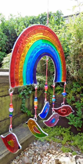 Hand Made Stained Resin Rainbow Bird Suncatcher Sun Catcher Window Wind Chime 2