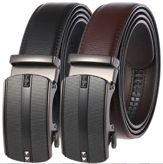 Mens Belt Slide Ratchet Belt for Men with Genuine Leather 1 3/8