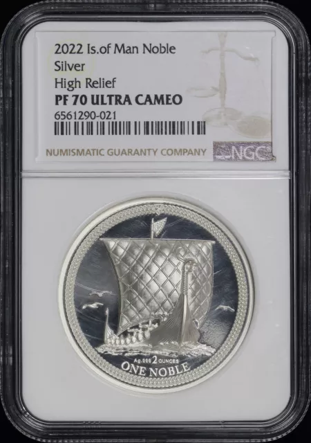 2022 Isle Of Man Silver High Relief Noble 2 oz NGC PF-70 Ultra Cameo