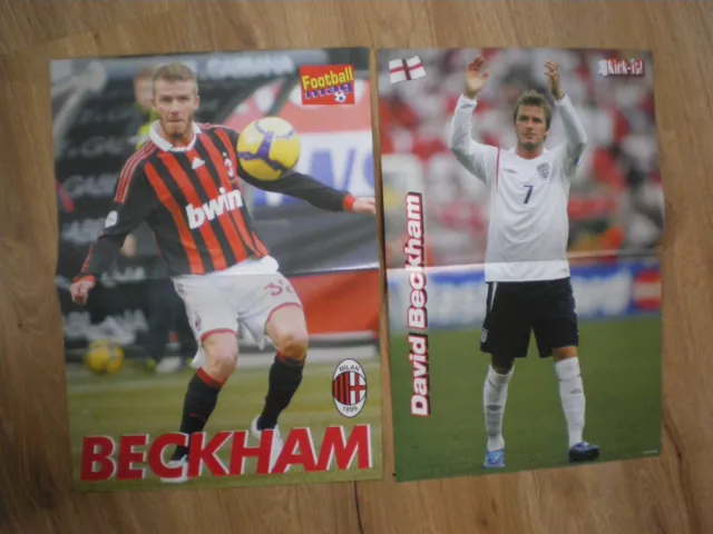 2 Stück Sport POSTER Fussball DAVID BECKHAM ENGLAND / AC Mailand