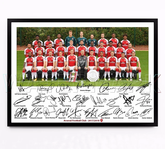 Arsenal Signed Print Photo Poster Squad 2017 2018 Team Framed Ozil Photo