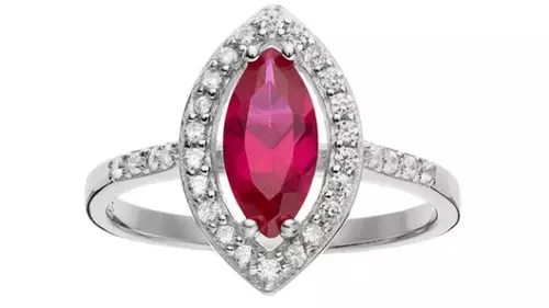 0.92 CT Marquise Cut Red Ruby Halo Wedding & Engagement Ring in 925 Silver