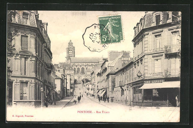 CPA Pontoise, Rue Thiers, L´Eglise