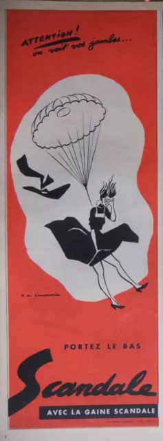 Publicité De Presse 1953 Le Bas Scandale - Parachute - Advertising
