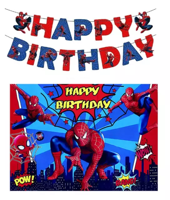 Spiderman Birthday party decoration Backdrop Banner Latex Foil Balloons set kids