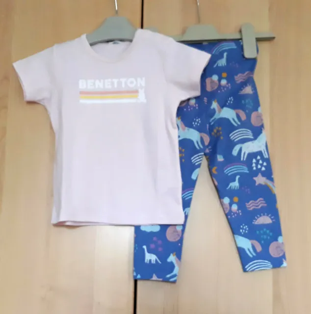 Benetton Baby Girls Pink Top & Next Unicorn Leggings  Age 12-18 Months BNWT