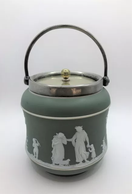 Wedgwood Jasperware - Pot avec Couvercle - Vert Olive - XIXe Siècle