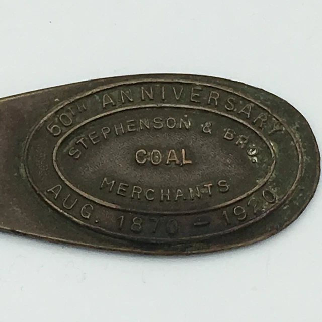 Brass 1920 Stephenson & Bro Coal Merchants Letter Opener Mining 50th Anniversary 12