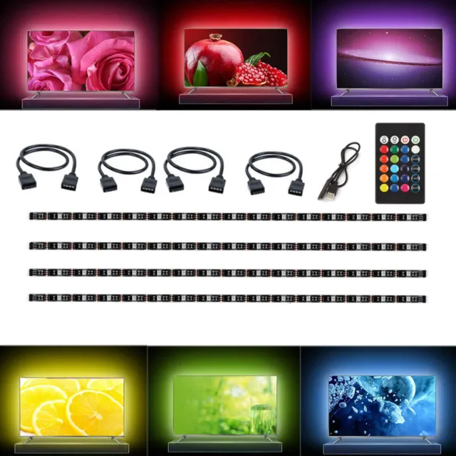 5V 5050 60SMD/M RGB LED Strip Light Bar TV Back Lighting Kit USB w/ Remote