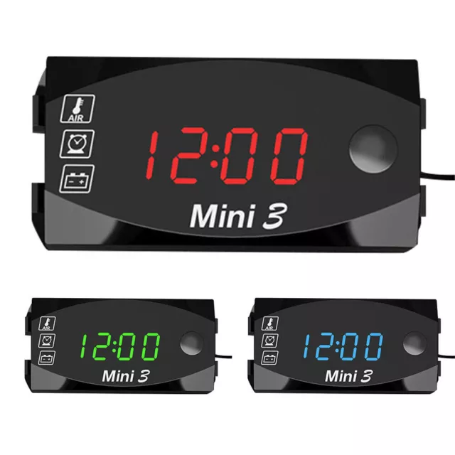 Digital LED Uhr Clock Temperatur Anzeige Thermometer Voltmeter 12V Auto Kfz E0I6