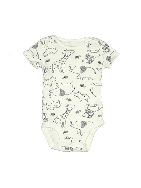 Child of Mine by Carter's Boys White Short Sleeve Bodysuit 3-6 Months