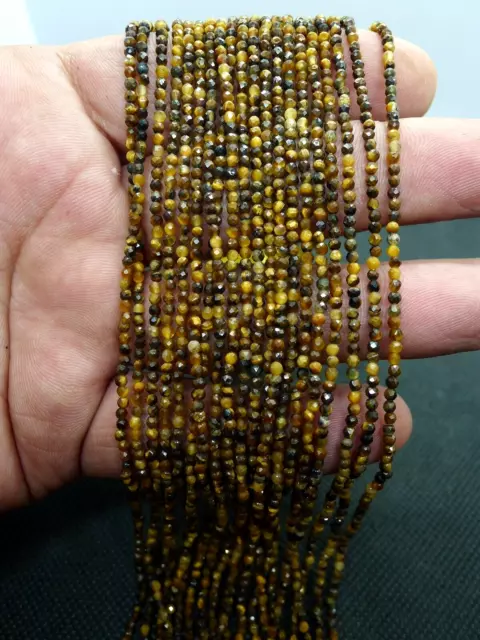 32cm Perles Facette OEIL DE TIGRE Natural Stone TIGER EYE Faceted Beads Necklace