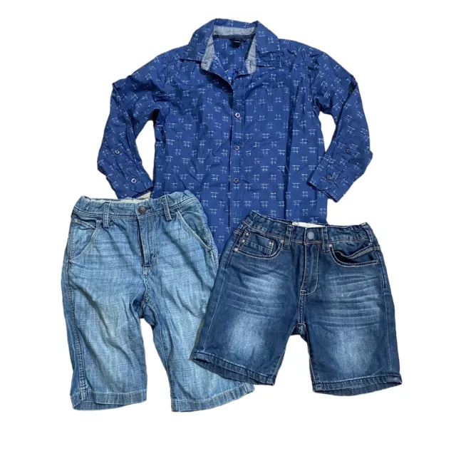 3 x Boys Clothes Bundle Size 7 - 8 Denim Shorts & Shirt Seed H & M Gap Kids