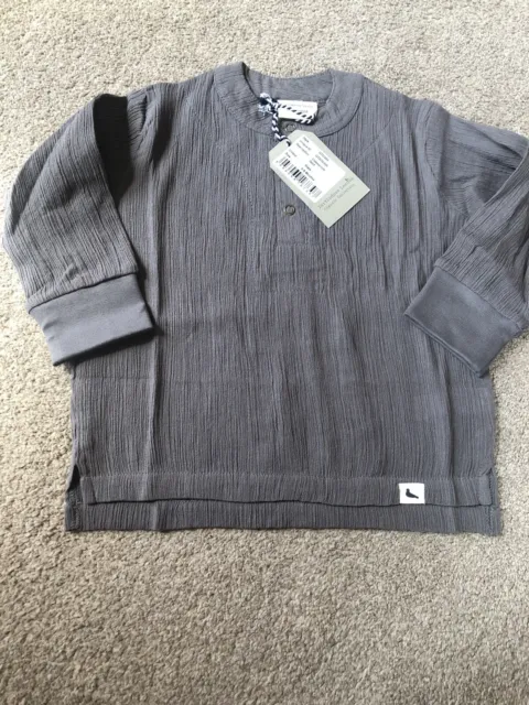 Turtledove London Organic Grey Slate Cheesecloth Shirt 0-6 Months Designer