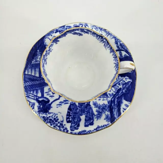 Royal Crown Derby "Blue Mikado" Bone China Cup & Saucer Set Vintage 2