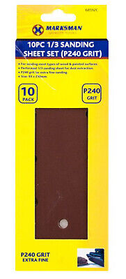 10 x 1/3 Perforated Sanding Sheets Sandpaper P240 Grit 230mm x 93mm Extra Fine