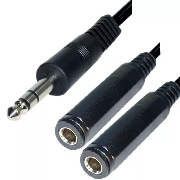 Audio Kabel 6,3mm Klinke 0,2m Y Verteiler Splitter Stecker auf 2 Buchsen kco 2