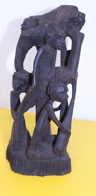 AFRICAN Family TREE of LIFE 9" tall  Sculpture EBONY Wood CARVING ART  #7