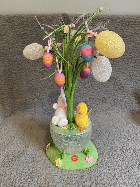 AVON Blooming Fiber Optic Easter Tree Musical Easter Egg Tree 17"
