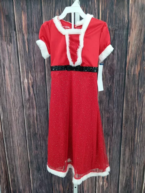 Komar Kids Girls Holiday Dressy Gown (Santa Red/White, Small) 6-6X AE1