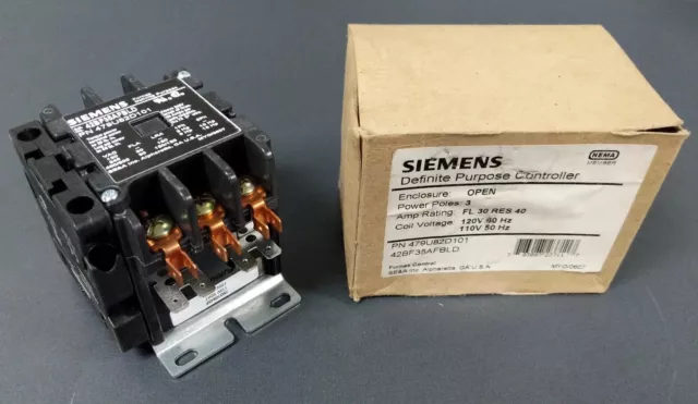 D41 - NEW! Siemens Furnas Definite Purpose Contactor # 42BF35AFBLD - 3 Pole 120V