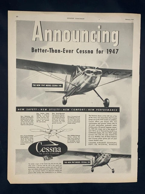 Magazine Ad* - 1947 - Cessna 140 Airplane