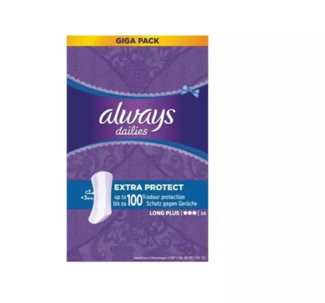 Always Dailies  Long Plus Extra Protection Odour Neutralising Pack of 58