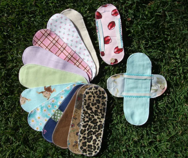 Cloth Menstrual Pad Panty Liner Pack 10 FLANNEL+2 Wings