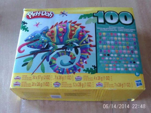 Boite Avec 100 Pots Pate A Modeler - Play-Doh - Hasbro -Pots Jamais Ouvert- Neuf