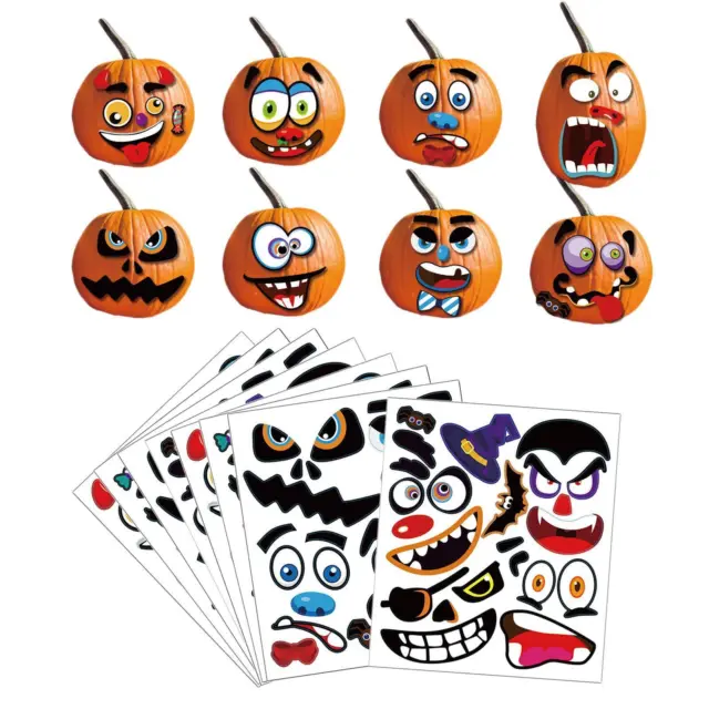 8Pcs Halloween Stickers Pumpkin Sticker for Kids Toddlers Halloween Party Favor