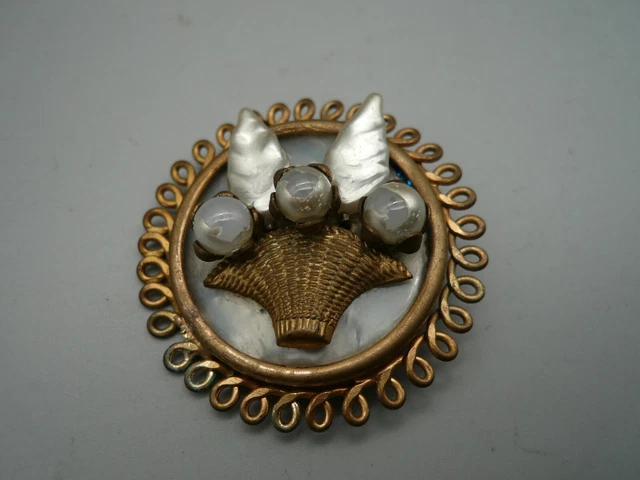 Broche Ancienne étoile En Laiton Avec Saphiret Et Strass - Style Vintage Argenté