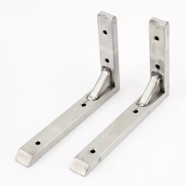 2 Pcs Stainless Steel L Shaped Angle Bracket Corner Brace Supports 150mm x 100mm